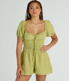 First Day Of Spring Puff Sleeve Smocked Romper