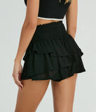Create bold, fashion-forward looks for spring or summer with the Cheers To Sunshine Smock High Waist Ruffled Shorts in black, a must-have piece from Windsor’s collection of stylish bottoms for women.