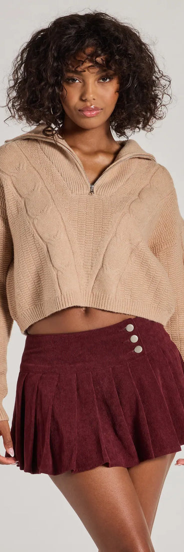 
Upgrade your style game for 2025 with the Trendy Status Corduroy Pleated Drop Waist Mini Skort in wine, perfect for any fashion-forward wardrobe.
