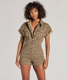 Wild Heart Leopard Print Twill Romper