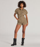 Wild Heart Leopard Print Twill Romper