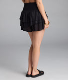Pair the Cutesy Fave Smocked And Ruffled Shorts with your favorite crop or bodysuit for effortless warm-weather looks with on-trend black shorts that speak your style.
