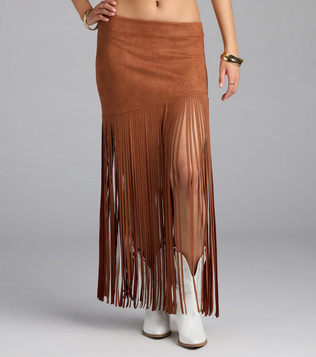 FRINGE LONG SKIRT サイズ2 CLANE（クラネ）の「【CLANE/クラネ】FRINGE LONG SKIRT