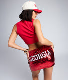 Style up your rotation with the Tailgate Days Sequin Georgia® Mini Skirt, a trendy skirt made to anchor every outfit with attitude and ease.