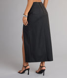 Edgy Glam High-Rise Buckle Maxi Skirt