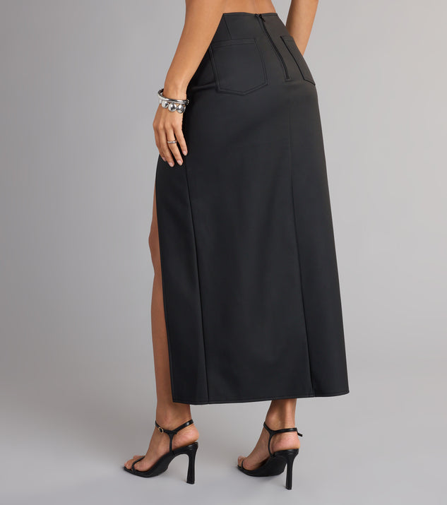 Edgy Glam High-Rise Buckle Maxi Skirt | Windsor