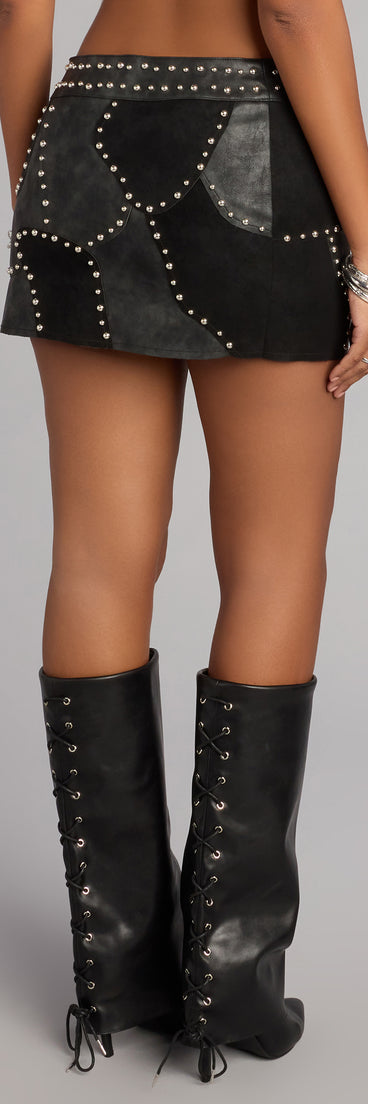 Midnight Rebel Studded Mini Skirt