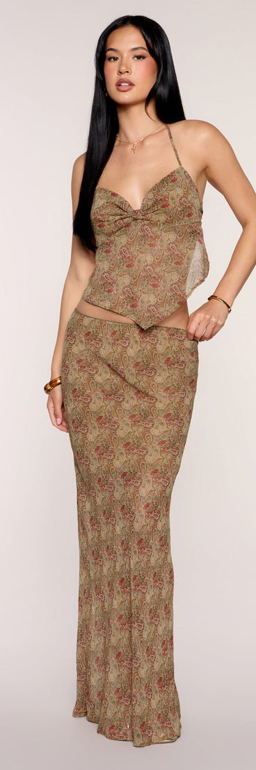 Paisley Mood Chiffon Maxi Skirt