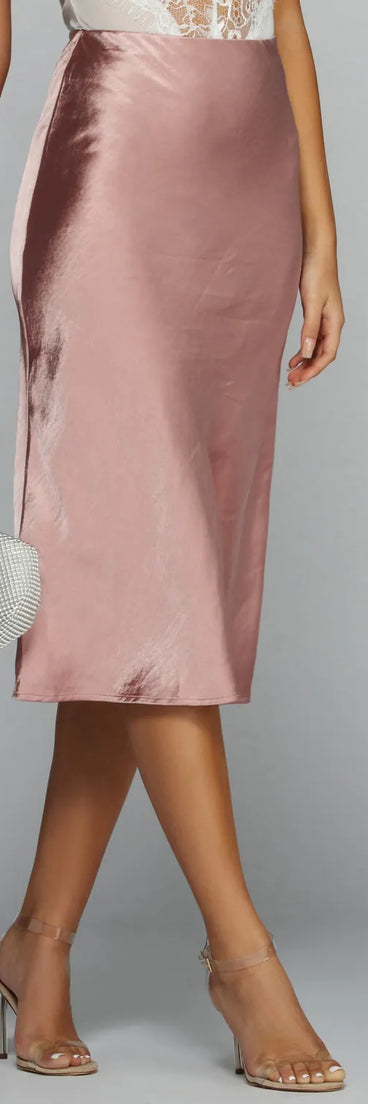 Midi Ground Satin Skirt