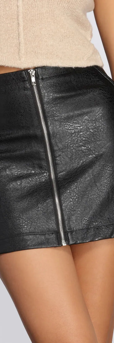 Zip Up Mini Skirt