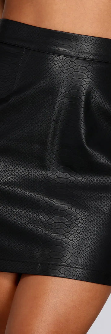 Girl Boss Embossed Snakeskin Skirt