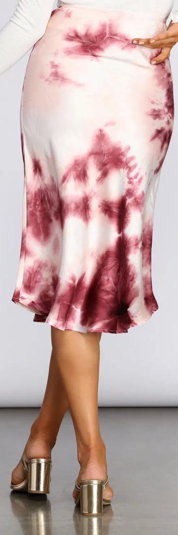 Tye Dye Satin Midi Skirt