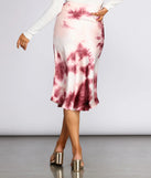 Tye Dye Satin Midi Skirt