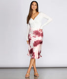 Tye Dye Satin Midi Skirt