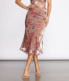 Velvet Floral Burnout Midi Skirt
