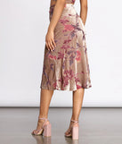 Velvet Floral Burnout Midi Skirt