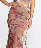Velvet Floral Burnout Midi Skirt