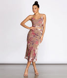 Velvet Floral Burnout Midi Skirt