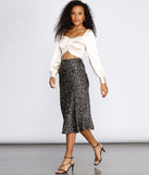 Spotted Satin Flared Midi Skirt
