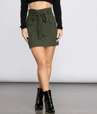 Paper Bag Tie Waist Mini Skirt