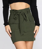 Paper Bag Tie Waist Mini Skirt