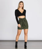 Paper Bag Tie Waist Mini Skirt