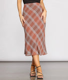 Plaid Chiffon Midi Skirt
