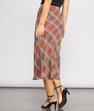 Plaid Chiffon Midi Skirt
