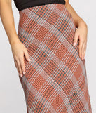 Plaid Chiffon Midi Skirt