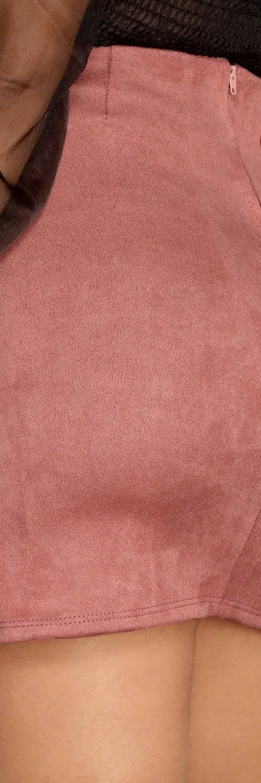 Wrapped In Suede Mini Skirt