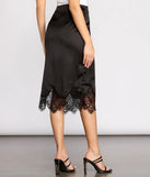 Satin and Lace Midi Skirt