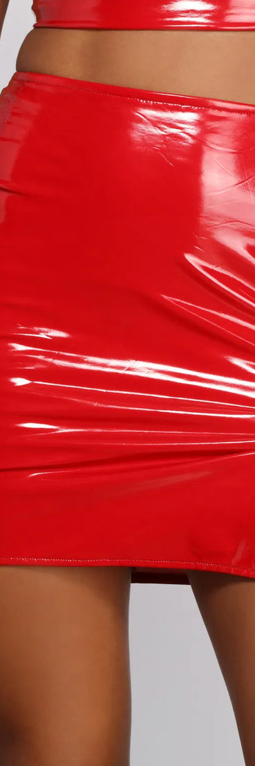 Wicked Games Faux Patent Leather Mini Skirt