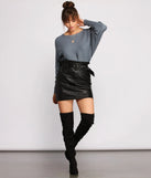 Belted Faux Leather Paper Bag Mini Skirt