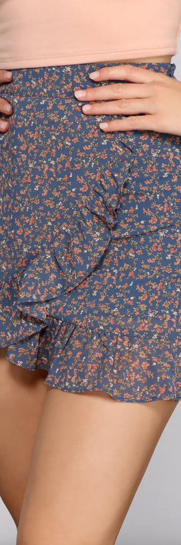 Ditsy Floral Asymmetrical Mini Skirt