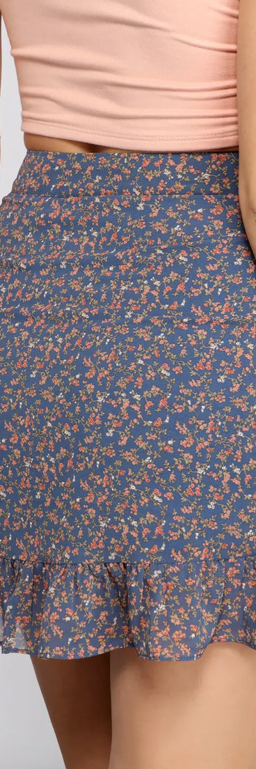 Ditsy Floral Asymmetrical Mini Skirt