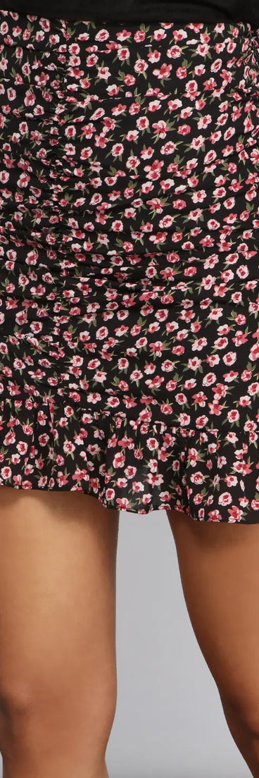 Falling For Florals Ruffled Mini Skirt