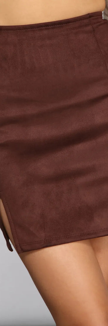 Double Trouble Faux Suede Mini Skirt