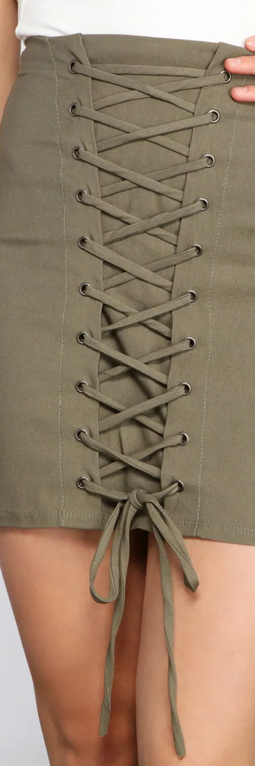 Love The Look Lace-Up Mini Skirt
