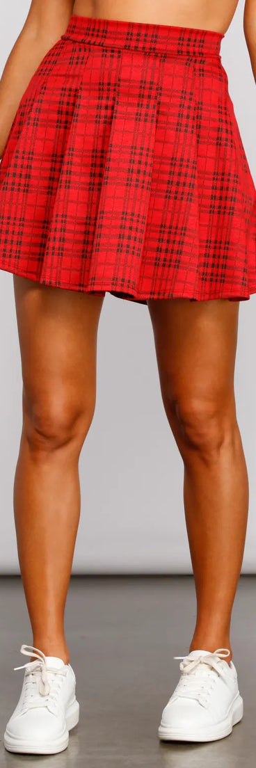 Preppy And Pleated Plaid Skater Skirt