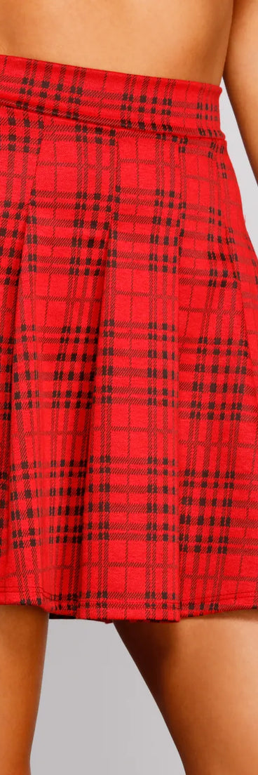 Preppy And Pleated Plaid Skater Skirt