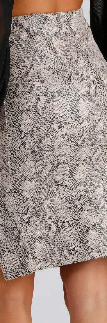 Chic And Sassy Snake Print Midi Skirt