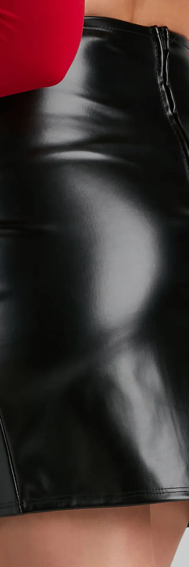 Rebel Chic Lace-Up Faux Leather Skirt