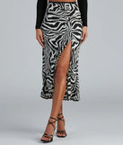 So Sleek Satin Zebra Midi Skirt