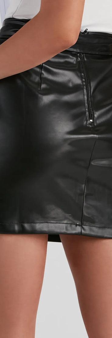 Sweetly Edgy PU Tie Mini Skirt