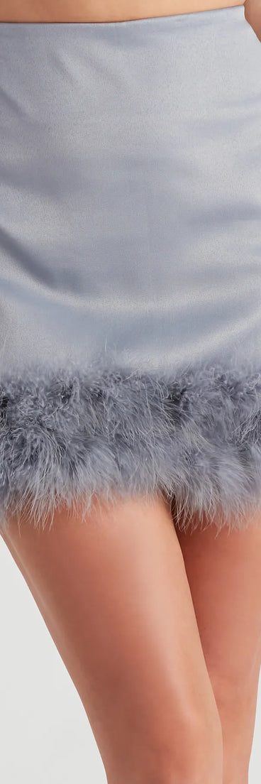 Fab Sass Marabou Trim Mini Skirt