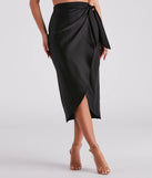 Ode To Elegance Satin Tie Midi Skirt