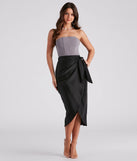 Ode To Elegance Satin Tie Midi Skirt