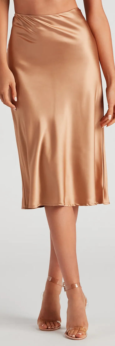 Silky-Chic Satin Midi Skirt
