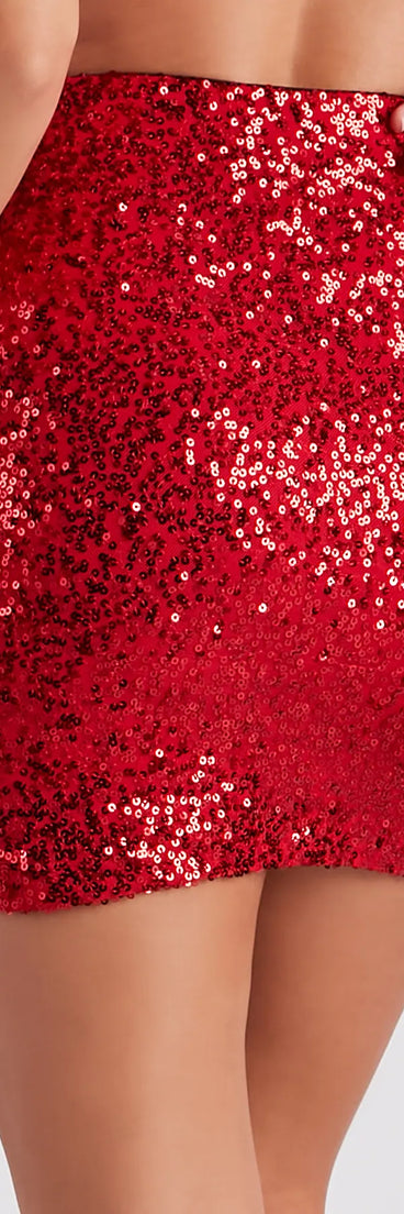 Sparkle Occasion Sequin Mini Skirt