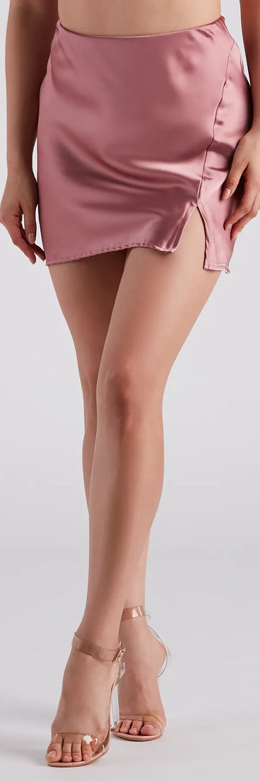 Smooth In Satin Slit Mini Skirt